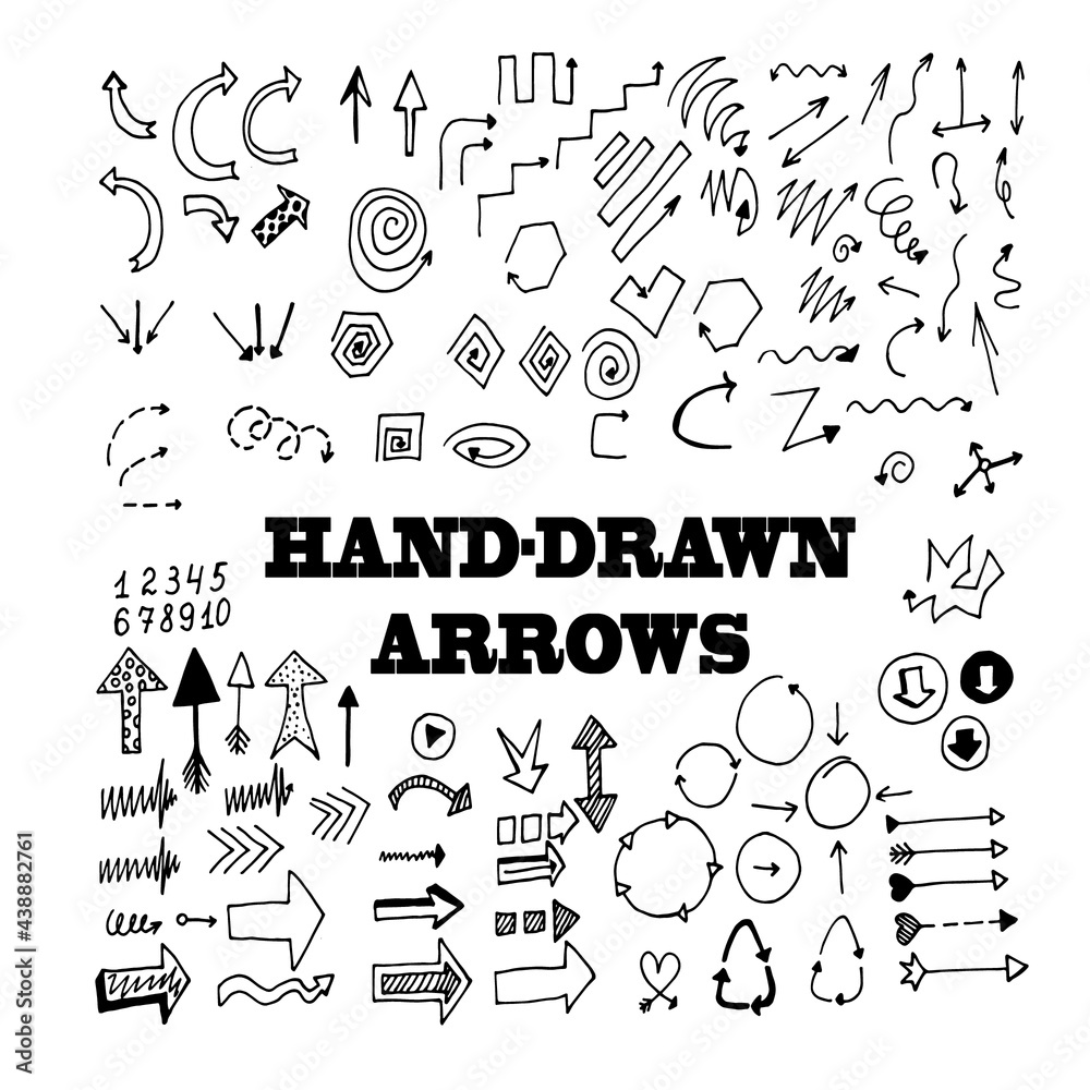 Hand drawn set of arrows. Hand drawn set of arrows.