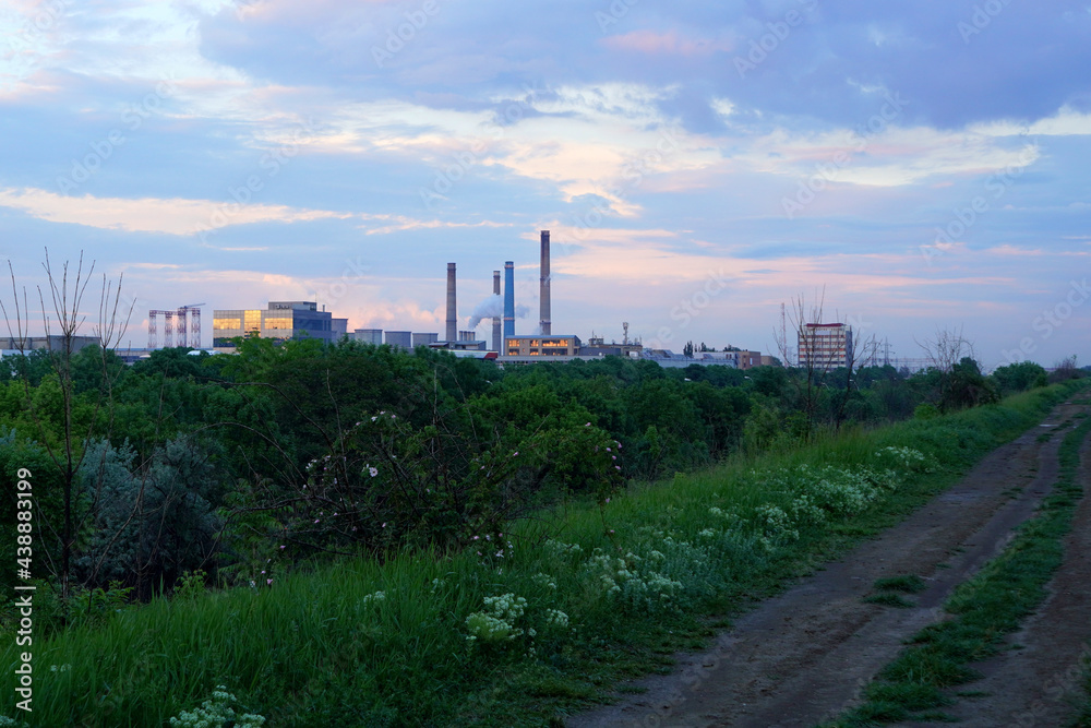 Nature and industry at the outskirts of Bucharest (near Vacaresti Delta)