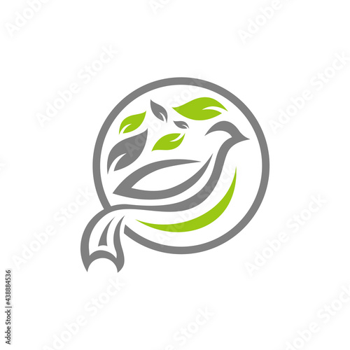 Bird Leaf Nature Circle Logo Design