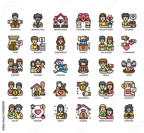 Set of Charity Element thin line and pixel perfect icons for any web and app project.