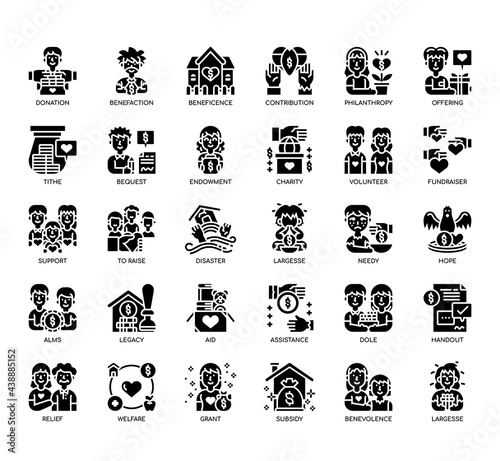 Set of Charity Element thin line and pixel perfect icons for any web and app project.