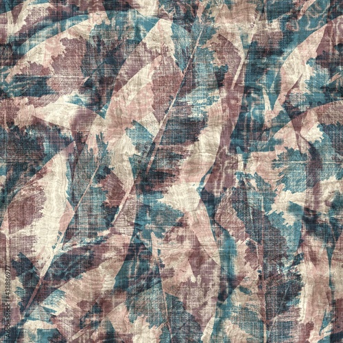 Seamless blue pink cream and navy surface pattern. High quality illustration. Overlaid and multiplied distressed and grungy worn abstract design for print. Detailed artistic repeat tile swatch.