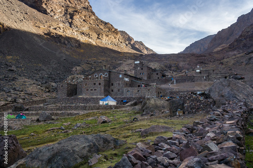 Les Mouflons de Toubkal mountain refuge in high atlas. Situated at an altitude of 3207m. Best place to sleep on Toubkal hike.