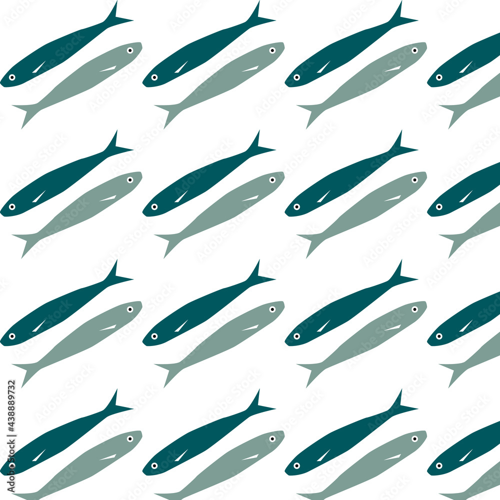 Vector pattern with the image of fish in turquoise color Vector pattern with the image of fish in turquoise color