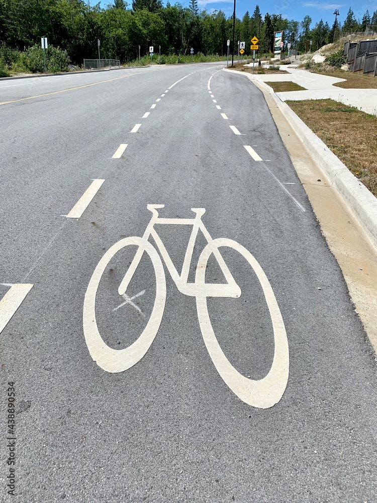 Obraz premium Bicycle lane sign on road