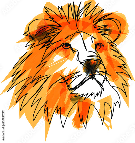 continuous line drawing of lion. lion head vector