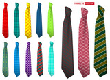 set of realistic elegant men tie or formal tie for office uniform or various accessory necktie collection for party and event. eps vector