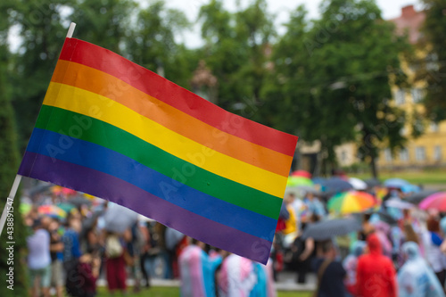 Rainbow flag for the annual gay parade in Graz, Austria