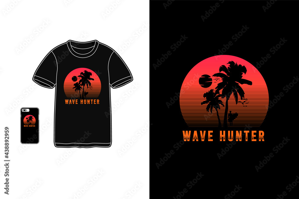 Wave hunter,t-shirt merchandise siluet mockup typography