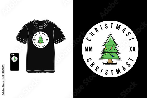 Christmas ,t-shirt merchandise cypress tree mockup typography