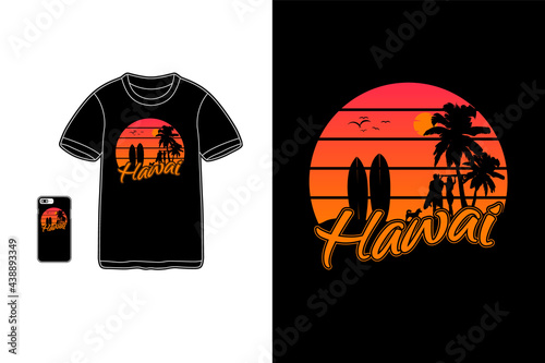 Hawaii,t-shirt merchandise silhouette mockup