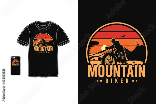 Mountain biker,t-shirt merchandise silhouette mockup typography