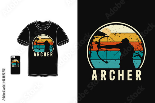 Archer,t-shirt merchandise silhouette mockup typography