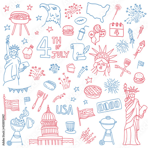 USA Independence Day celebration doodles