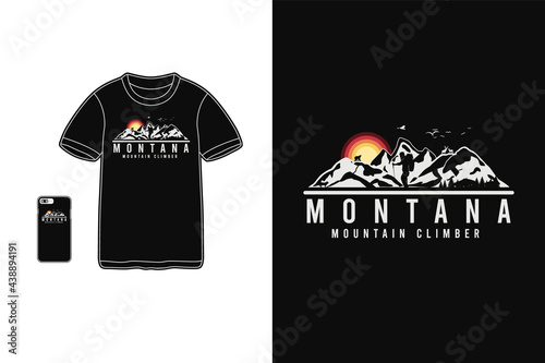 Montana mountain climber,t-shirt merchandise silhouette style