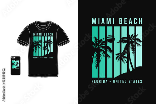 Miami beach florida,t-shirt merchandise silhouette style