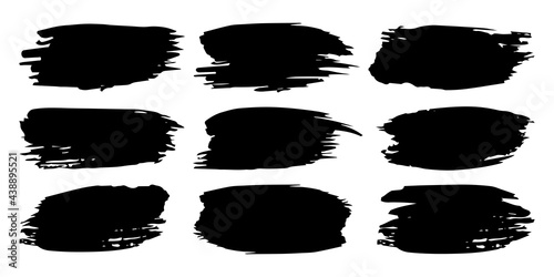 Brush strokes hand drawn and regularly shaped thick black ink. Torn edges brush stroke. Design element for decoration notebook, book, banner and poster, for text, price tag. For cards and discounts.