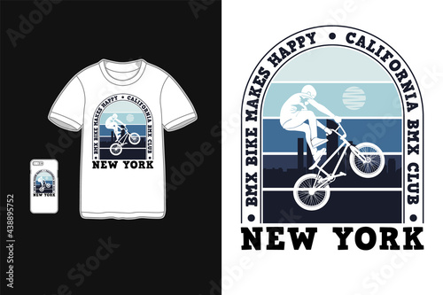 bicycle motocross make me happy,t-shirt mockup retro merchandise mockup photo