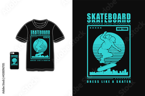 Skateboard, t shirt design silhouette urban style