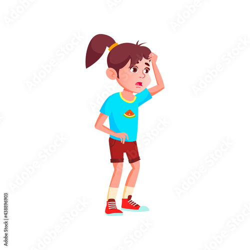 afraid girl kid look at terrible snake in terrarium cartoon vector. afraid girl kid look at terrible snake in terrarium character. isolated flat cartoon illustration