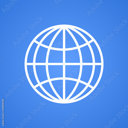 Earth or planet icon. Internet  network icons. World icon. Vector illustration isolated on blue background.