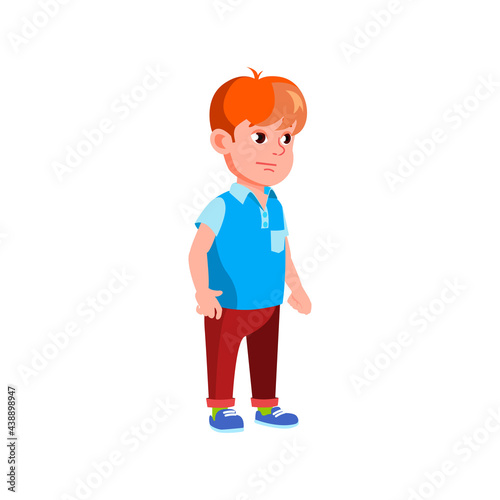 little boy staying in line for take food in school canteen cartoon vector. little boy staying in line for take food in school canteen character. isolated flat cartoon illustration