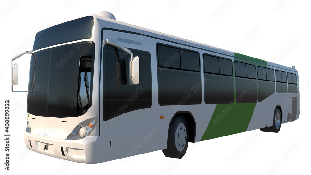 Urban Bus 2- Perspective F view white background 3D Rendering Ilustracion 3D