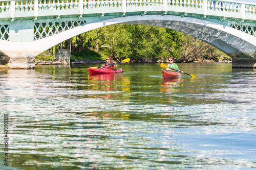 Photography Two friends sea kayaking on the Toronto Islands on a sunny June afternoon