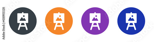 Painting art boards icon isolated on white background. Circle button. Vector Illustration.