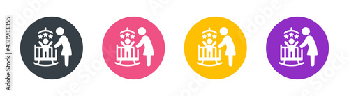 Mother taking care baby icon vector illustration.