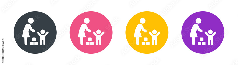 Mother, babysitter or nanny day care icon vector illustration - obrazy, fototapety, plakaty 