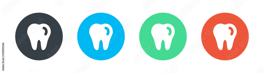 Tooth icons set on circle colorful design. Dental concept Tooth icons set on circle colorful design. Dental concept