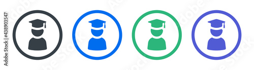 Student icons set in difference color. Vector illustration.