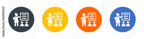 Teacher teaching student icon symbol. Learning concept. Vector illustration
