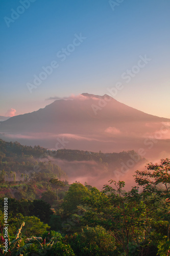 Beautiful view of mount Batur at sunrise