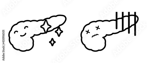 ヒトの膵臓と顔（モノクロ）