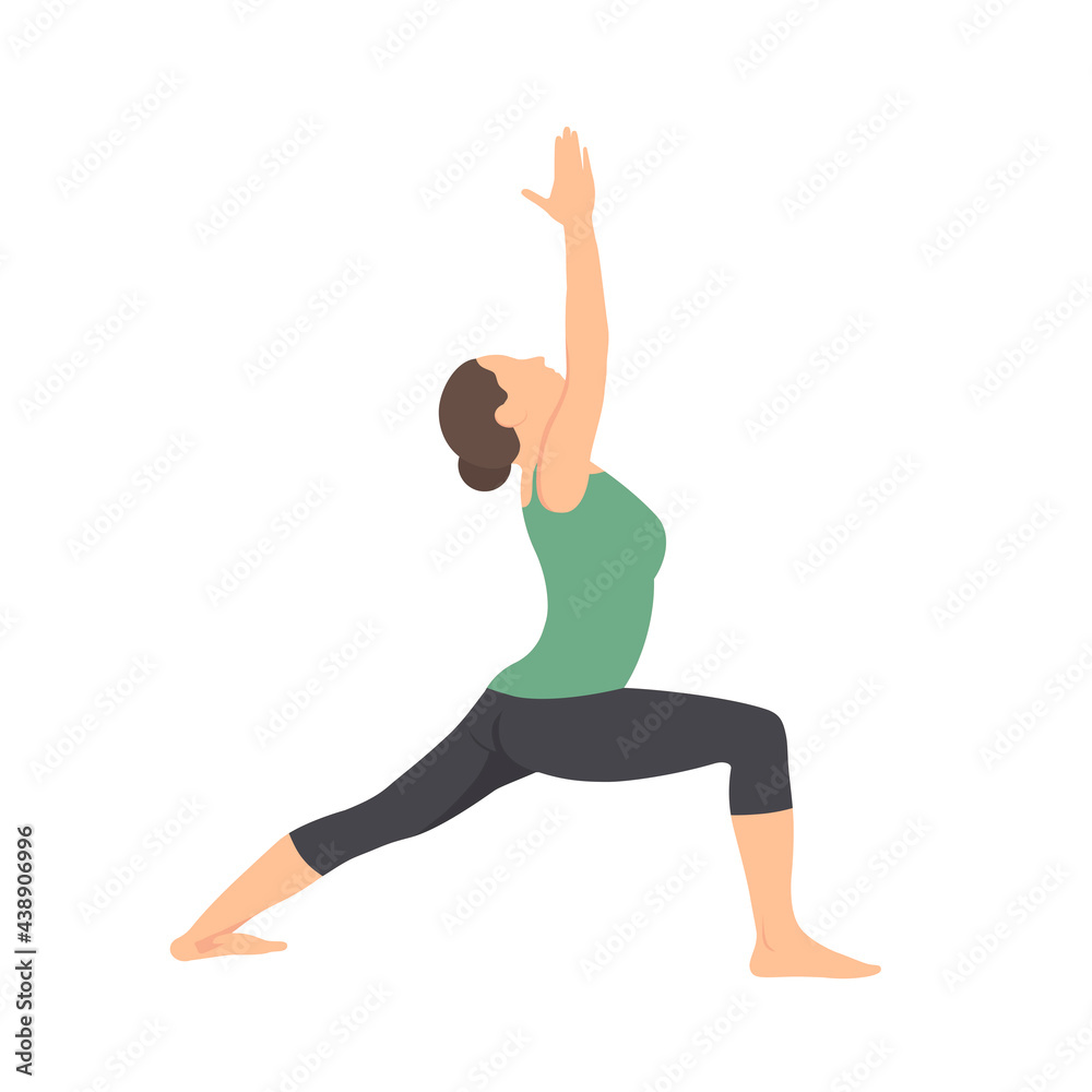 The girl is engaged in yoga. Flat illustration. Flexibility. Meditation. Asana. The girl is engaged in yoga. Flat illustration. Flexibility. Meditation. Asana.