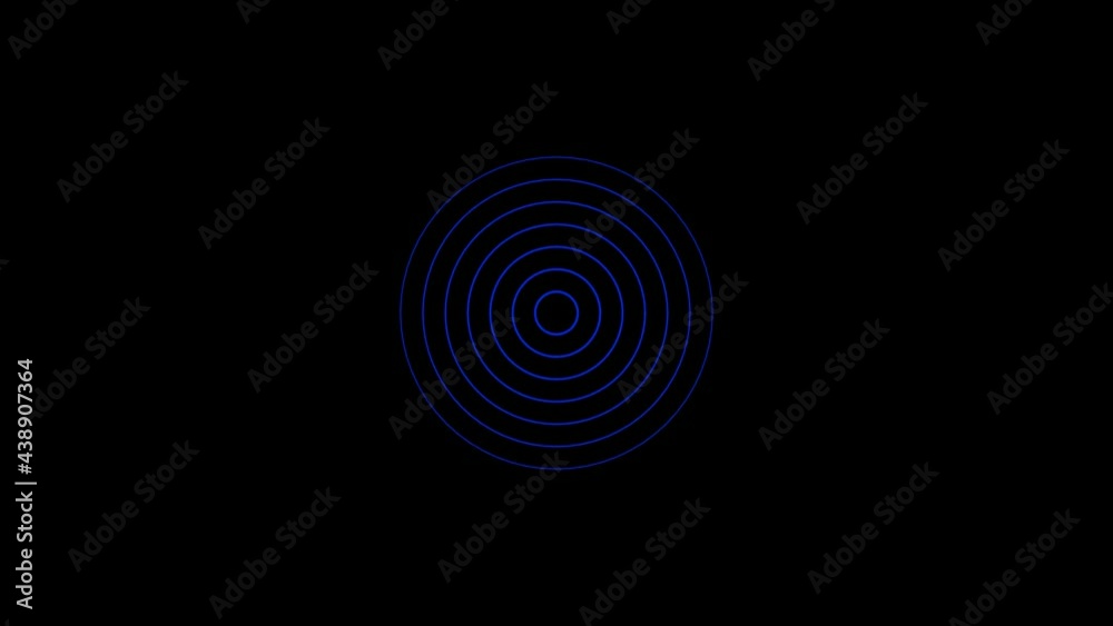 Blue color location signal animated, Radio wave animation on black background
