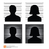 Mugshot or police lineup picture of anonymous man and woman silhouette
