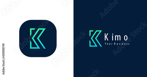 Initial K letter logo design template, line concept, vector illustration