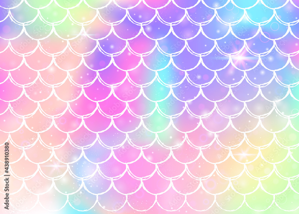 Princess mermaid background with kawaii rainbow scales pattern. Princess mermaid background with kawaii rainbow scales pattern.