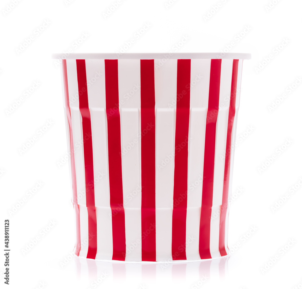 striped bucket for popcorn isolated on white background Stock Photo