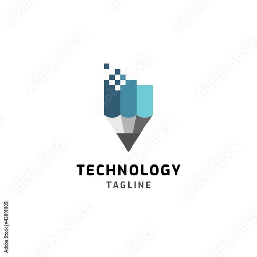 Pencil technology logo design inspiration illustration vector template