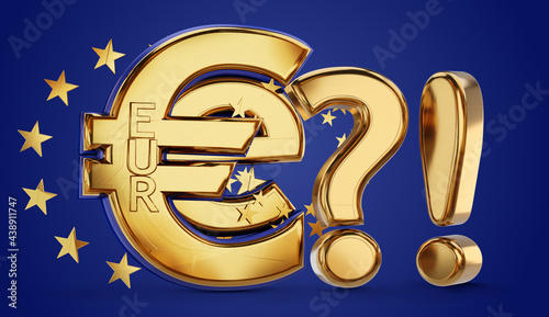 e-Euro and question mark an...
