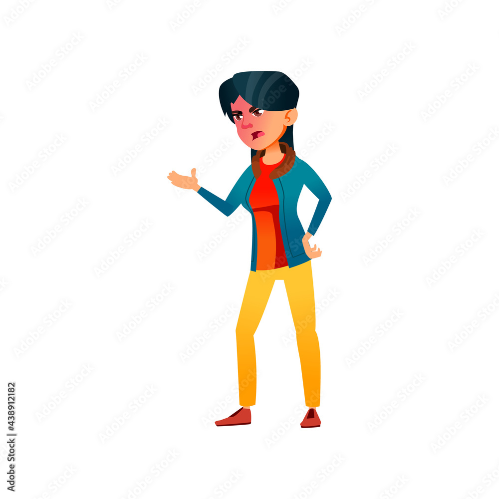 angry young lady screaming at small brother in room cartoon vector. angry young lady screaming at small brother in room character. isolated flat cartoon illustration