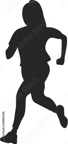 Silueta de mujer corriendo. fondo transparente