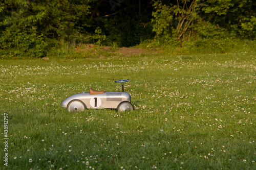 children's car in the meadow
