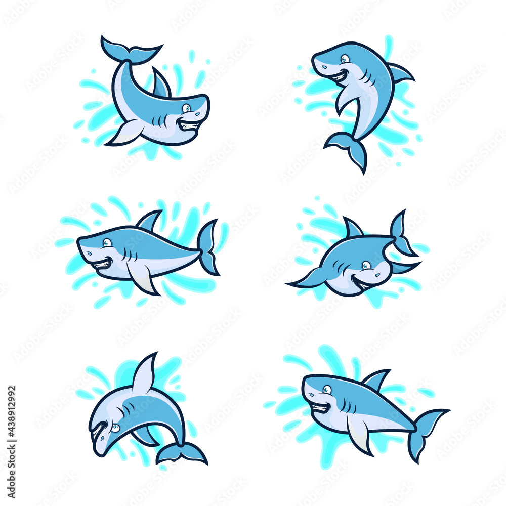 Set of Shark logo design template Set of Shark logo design template
