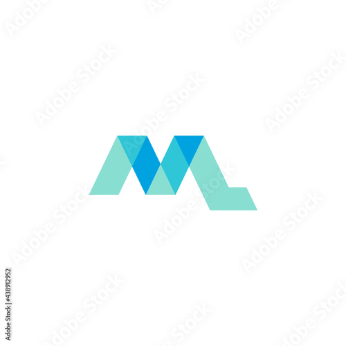letter ml gradient ribbon geometric simple logo vector