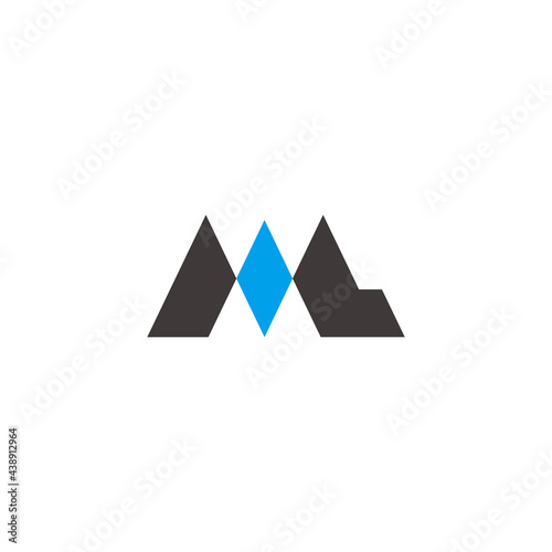 letter ml simple blue diamond shape geometric logo vector